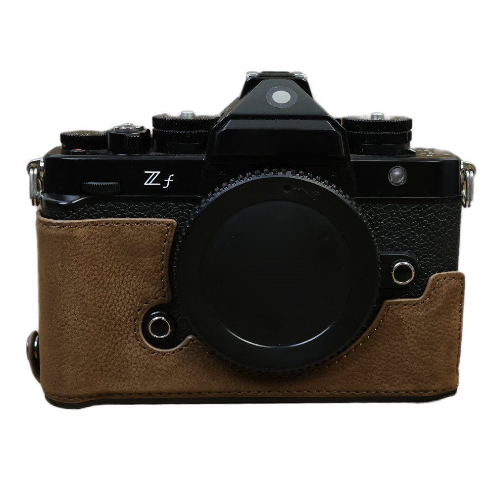 For Nikon Z f Genuine Cow Leather Protective Bottom Case Half Camera Cover with Battery Opening For Nikon Z f Genuine Cow Leather Protective Bottom Case Half Camera Cover with Battery Opening